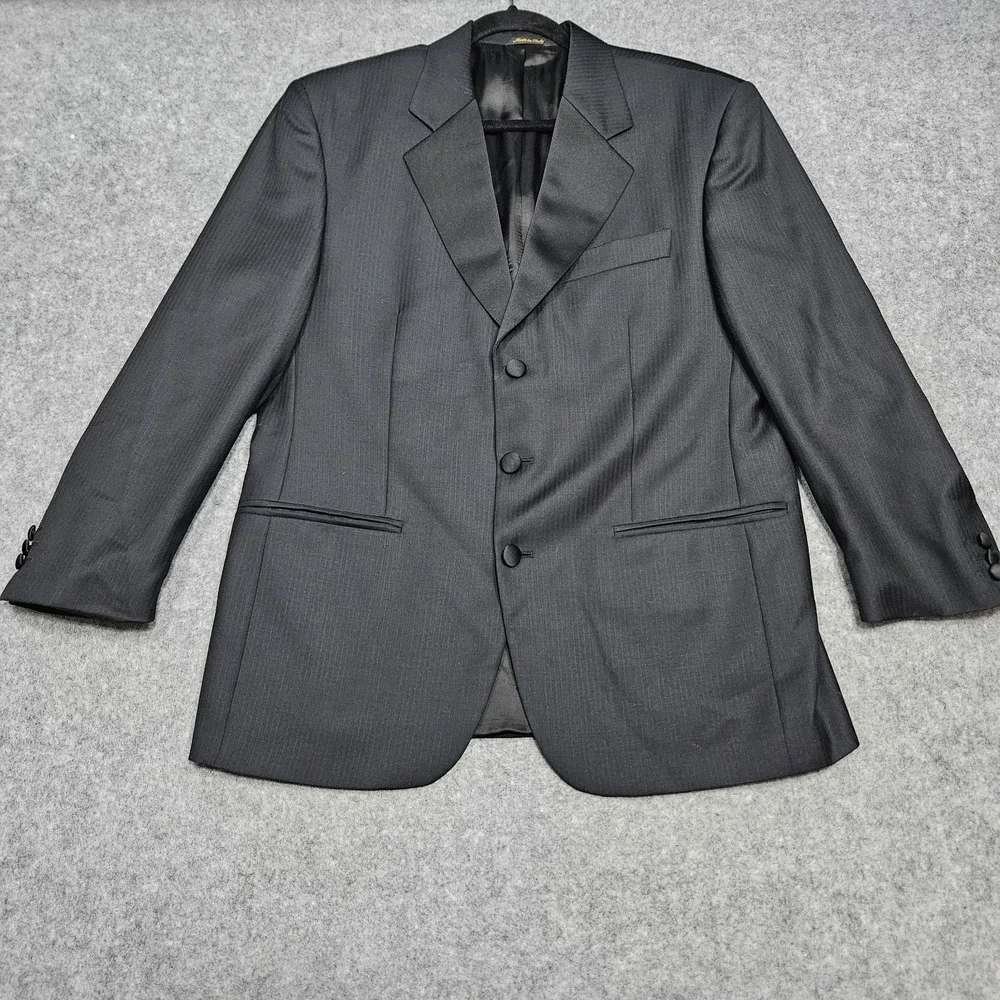 Issimo Blazer Men's 40 S Black 100% Wool‎ Tuxedo Suit Jacket Career Formal Italy